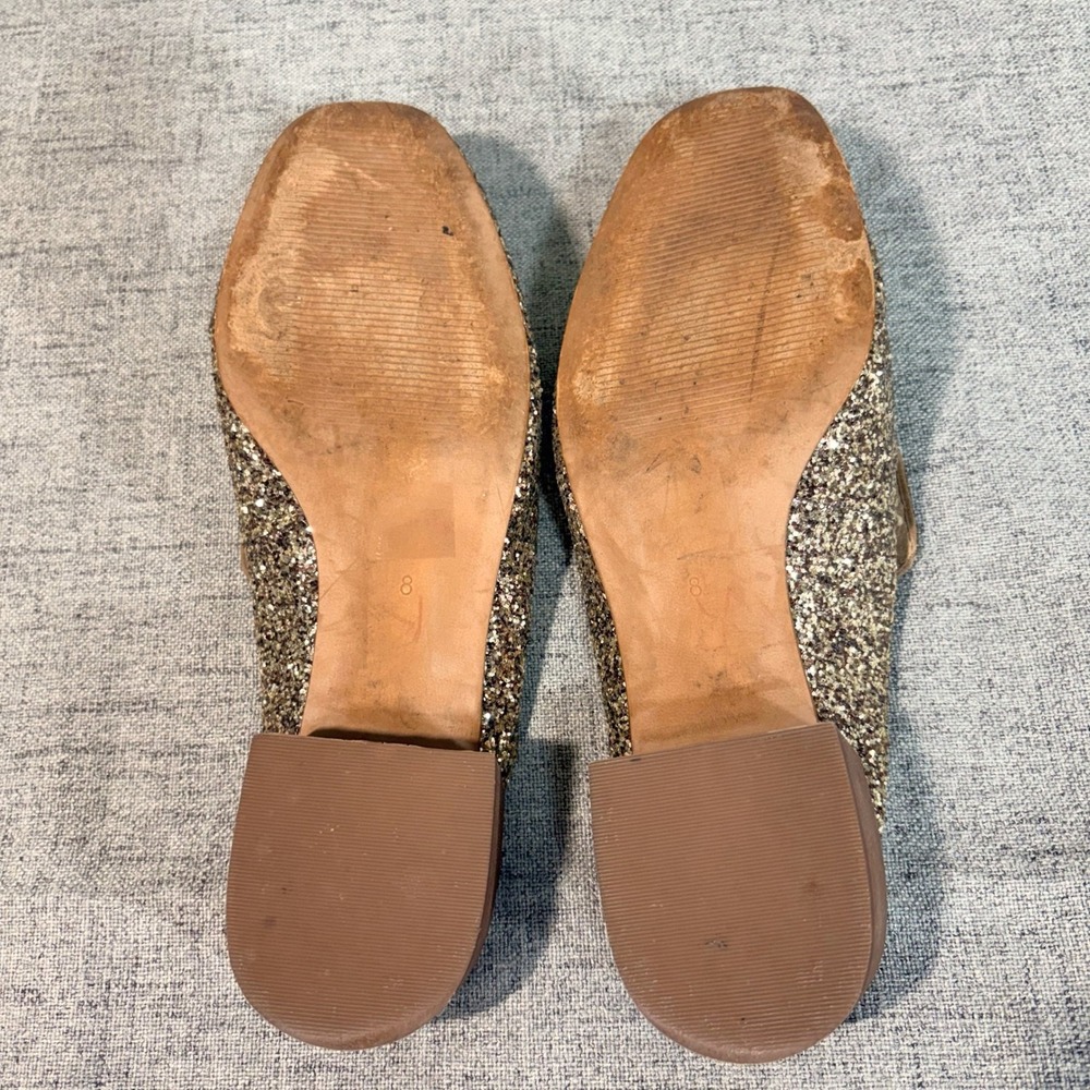 Madewell Gemma Glitter Mule Shoe 8 Gold Heel Slip On Loafers - Picture 7 of 8